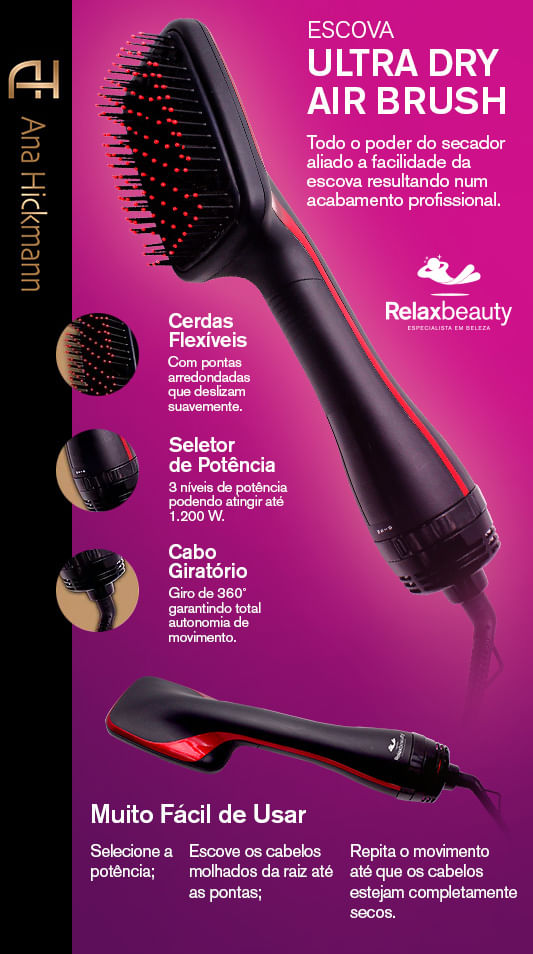 Escova Modeladora Relaxbeauty - Ultra Dry Air Brush