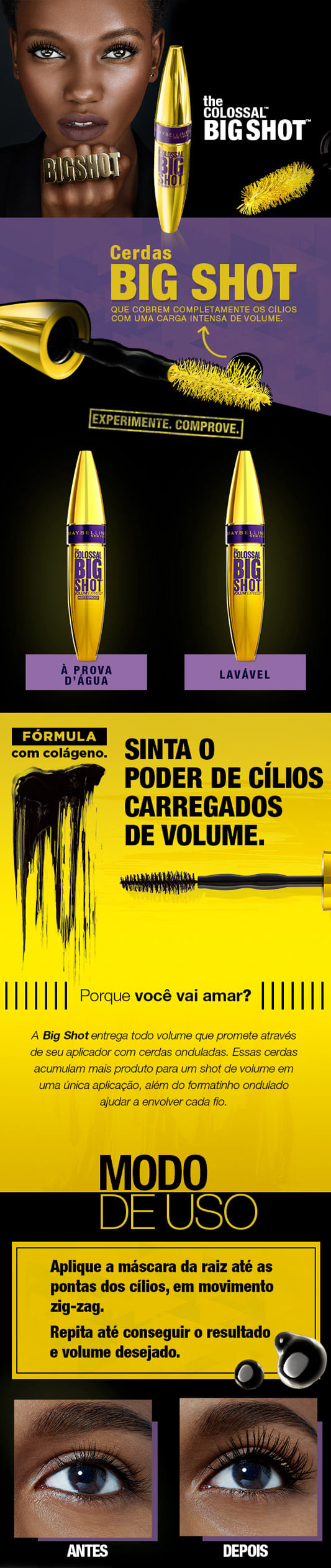 Máscara para Cílios Maybelline - The Colossal Big Shot à Prova d’Água