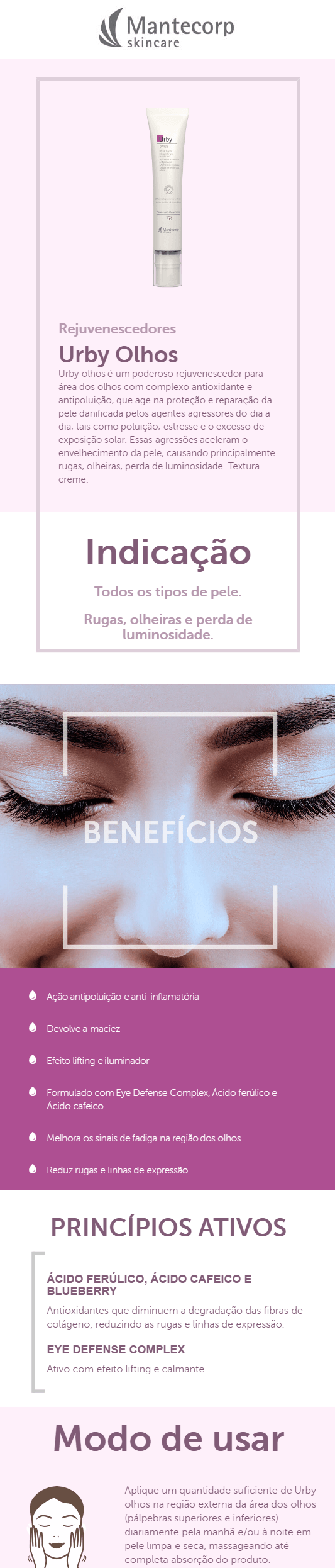 Rejuvenescedor para Área dos Olhos Mantecorp Skincare - Urby Olhos